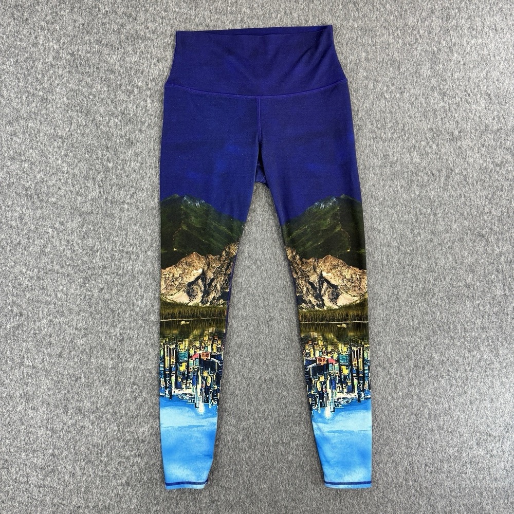 Alo Yoga Maddy McGuire Scenic Print Stretch Blue Womens Leggings XS